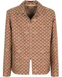 Gucci - Camel Cotton Spw Gg Jacket-Uomo - Lyst