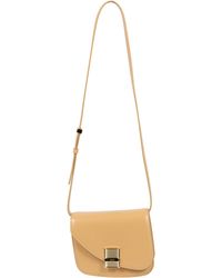 Ferragamo - Borsa a tracolla Fiamma piccola in pelle beige - Lyst