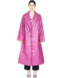 Stand Studio Patent Single Breasted Midi Coat - Pink