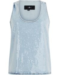 7 For All Mankind - Denim Top With Sequins - Lyst