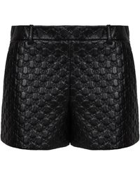 Gucci - Leather Shorts With Gg Embossing - Lyst