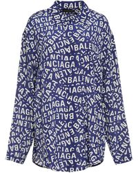 Balenciaga - Printed Silk Pajama Blouse - Lyst