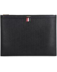Thom Browne - Logo Detail Flat Leather Pouch - Lyst