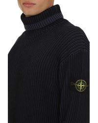 Stone Island - Ribbed Virgin Wool Turtleneck Sweater - Lyst