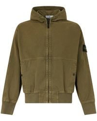 Stone Island - Cotton Fabric Jacket With Zip And Hood - Lyst