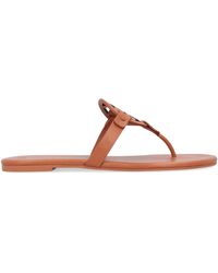 Tory Burch - Miller Leather Flat Sandals - Lyst