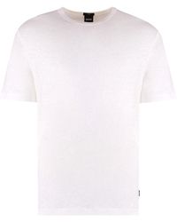 BOSS - Linen Crew-neck T-shirt - Lyst
