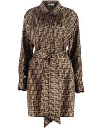 Fendi - Ff Pattern Shirt Dress - Lyst