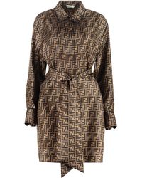 Fendi - Abito Chemisier Ff Pattern - Lyst