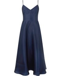 Alberta Ferretti - Long Dark Dress With Elegant Neckline - Lyst