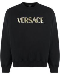 Versace - Logo Detail Cotton Sweatshirt - Lyst