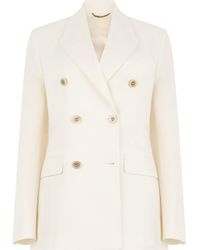 Golden Goose - Ivory Double-Breasted Blazer With Elegant Metal Buttons - Lyst