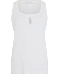 Victoria Beckham - Tank Top Made Of Cotton And Linen - Lyst