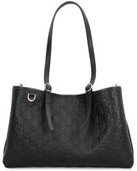 Gucci - Tote Bag Gg Emblem Media Leather Calfskin - Lyst