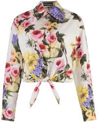 Dolce & Gabbana - Floral Print Cotton Blouse - Lyst