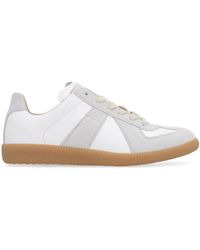 Maison Margiela - Leather Sneakers With Suede Inserts And Signature Stitch - Lyst