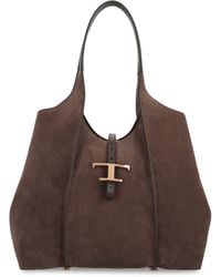 Tod's - Borsa shopping T Timeless Media in pelle scamosciata - Lyst