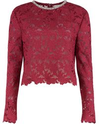 Self-Portrait - Lace Top With Crystals - Lyst