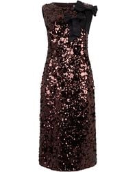 Ganni - Midi Dress With Sequins And Bow - Lyst