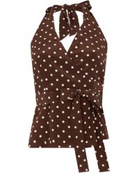 P.A.R.O.S.H. - Sleeveless Silk Top With Polka Dots - Lyst