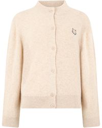 Maison Kitsuné - Wool Cardigan With Embroidered Logo - Lyst