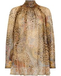 Etro - Animal Print Silk Blouse - Lyst