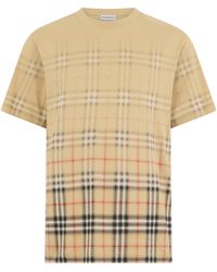 Burberry - Checkered Cotton T-Shirt - Lyst