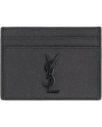 Saint Laurent - Cassandre Logo Detail Leather Card Holder - Lyst
