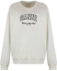 Ganni - Cotton Crew-Neck Sweatshirt - Lyst