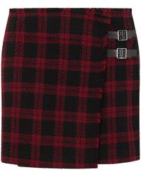 Pinko - Short Tartan Mini Skirt With Front Buckles - Lyst