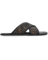 Fendi - Ff Canvas & Leather Sandal - Lyst