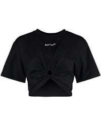 Palm Angels - Crop top in cotone con logo - Lyst