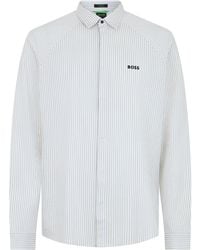 BOSS - Cotton Elastic Striped Shirt - Lyst