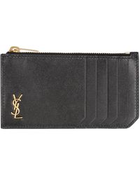 Saint Laurent - Portacarte Fragments Tiny Cassandre in pelle liscia - Lyst