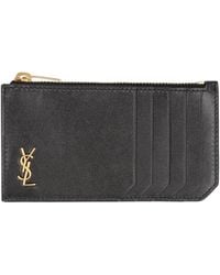 Saint Laurent - Portacarte Fragments Tiny Cassandre in pelle liscia - Lyst