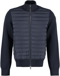 Moncler Tricot Cardigan With Down-filled Front in Blue for Men - Lyst