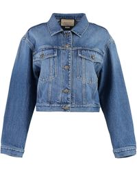 Gucci Navy Blue Bee Embroidered Wool Bomber Jacket