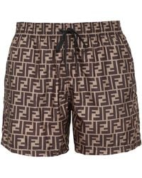 Fendi - All-Over Logo Swim Shorts - Lyst