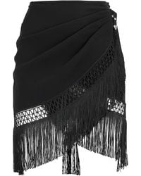 LES FILLES D'EVA - Short Asymmetric Skirt With Fringes - Lyst