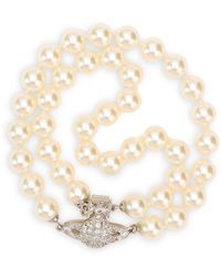 Vivienne Westwood - Bracelet With Pearls And Metallic Logo - Lyst