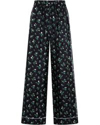 Dolce & Gabbana - Silk Twill Trousers With Floral Print - Lyst