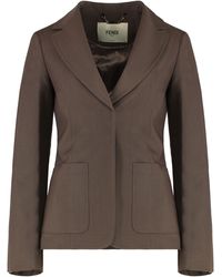 Fendi - Mud Wool Blend Blazer - Lyst