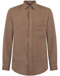 Canali - Linen Shirt With Long Sleeves - Lyst