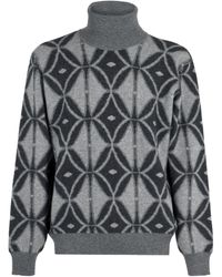 Etro - Two-tone Wool Knit Turtleneck Pullover - Lyst