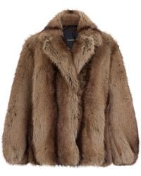 Pinko - Faux Fur Oversized Jacket With Wide Collar - Lyst