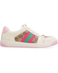 Gucci - Screener Web Stripe Leather Trainers - Lyst