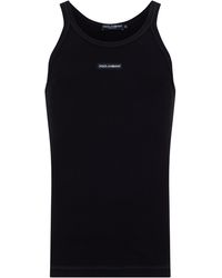 Dolce & Gabbana - Ribbed Tank Top With Logo - Lyst