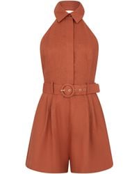 Zimmermann - Short Linen Jumpsuit - Lyst