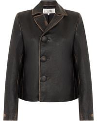 MM6 by Maison Margiela - Short Leather Jacket - Lyst
