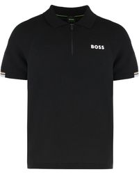 BOSS - Short Sleeve Polo With Zip - Lyst